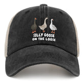 Sefgaen Funny Goose Hat Silly Goose On The Loose Hat Trucker Hat Women Vintage Mesh Baseball Cap for Summer, Black 1